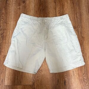VTG Natural Issue Mens 100% Linen Shorts Size 40 Beige Elastic Waist Relaxed